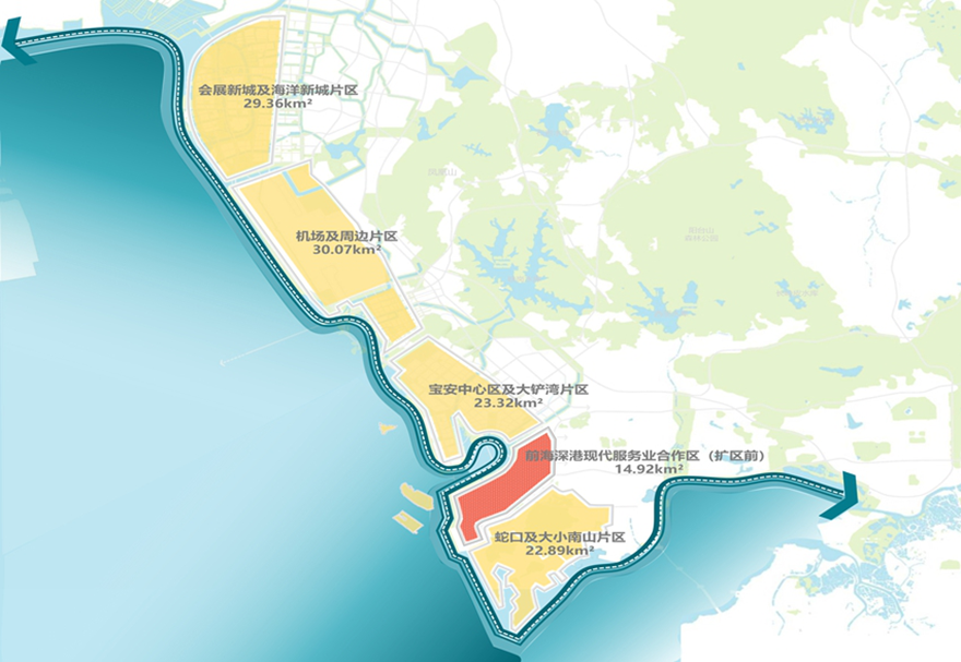 2021年9月6日，中共中央、國務院印發《全面深化前海深港現代服務業合作區改革開放方案》，明確新的前海合作區實施范圍總面積由原來的14.92平方公里擴展至120.56平方公里?？臻g更大，動力更強，必將掀起中國改革開放再出發的新浪潮。