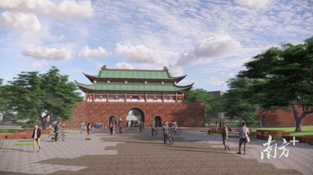迎恩門城墻紀念公園效果圖。圖源自“東莞發布”微信公眾號
