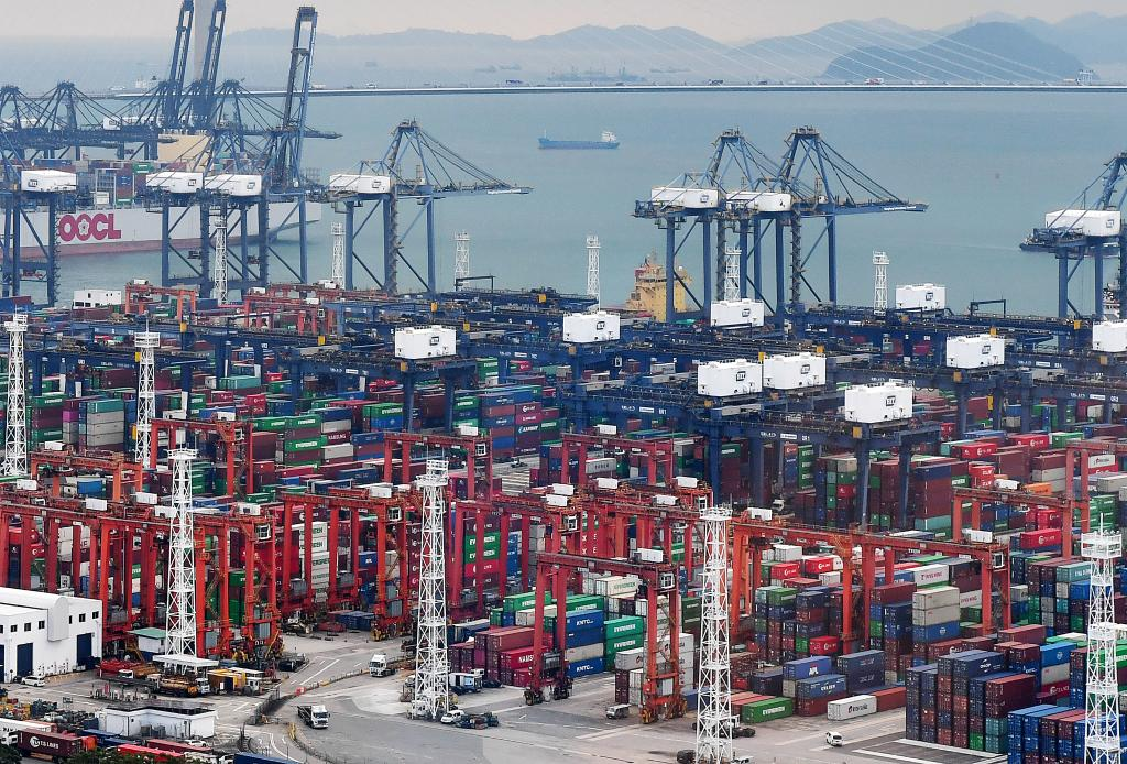 這是2023年10月12日拍攝的香港葵涌貨柜碼頭 這是2023年10月12日拍攝的香港葵涌貨柜碼頭