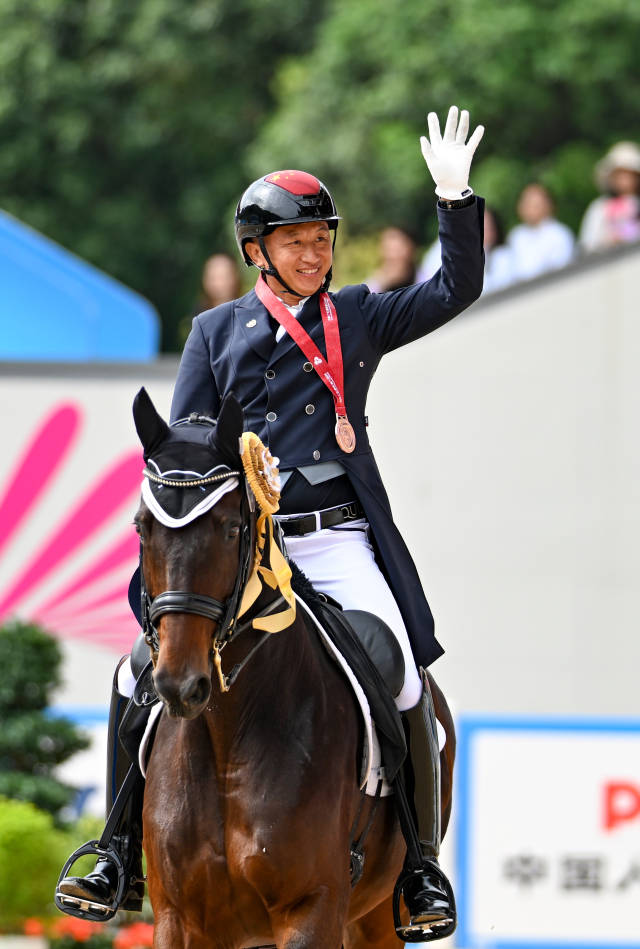 肇慶馬術(shù)運動員顧兵。來源：十五運會信息發(fā)布平臺